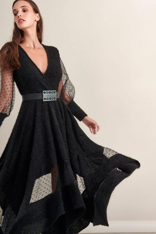 Clothing LACE KNITTED ASYMMETRIC DRESS