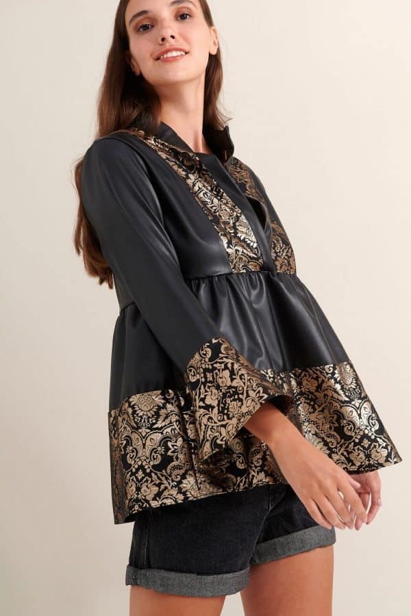 Clothing LACE LEATHER BLOUSE