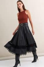 Skirts LACE LEATHER SKIRT