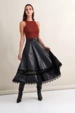 Skirts LACE LEATHER SKIRT