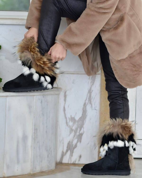 Boots SHOES SUEDE BOOTIES WITH REAL FUR