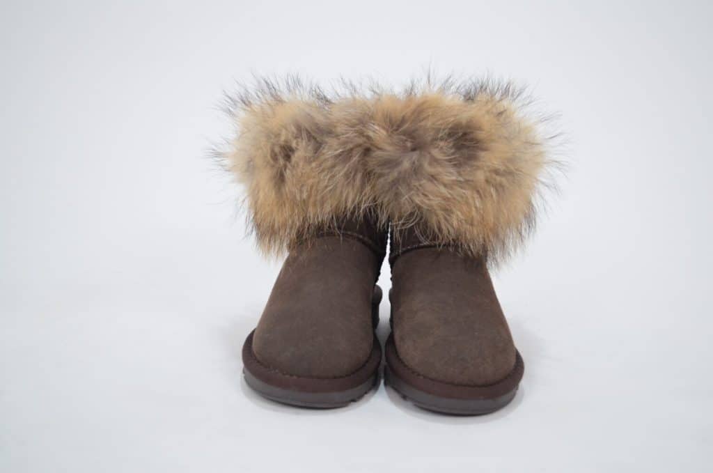 Boots SHOES BROWN SUEDE BOOTIES WITH REAL FUR