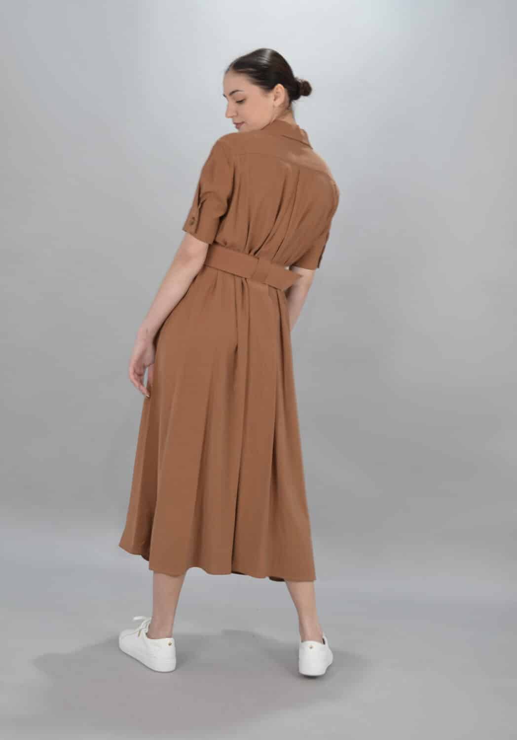 Dresses CKONTOVA MIDI CARAMEL DRESS WITH POCKETS