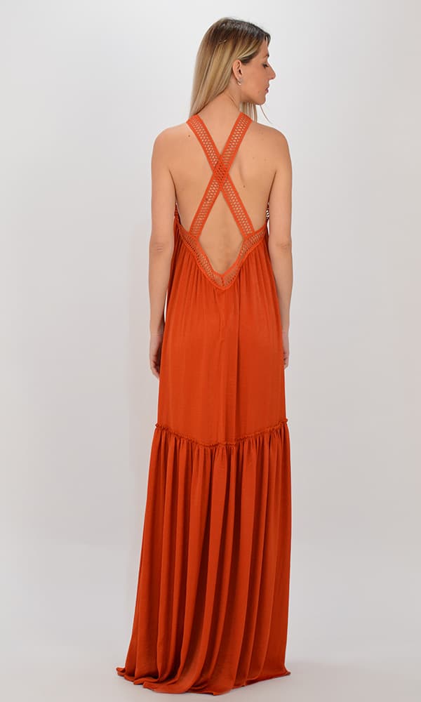 Clothing CKONTOVA TERRACOTTA DRESS WITH LACE