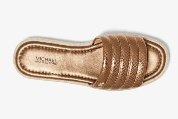 Παπούτσια MICHAEL KORS ROYCE METALLIC SNAKE EMBOSSED LEATHER SLIDE ΣΑΝΔΑΛΙΑ