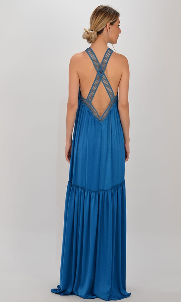 Ckontova Blue Dress With Lace