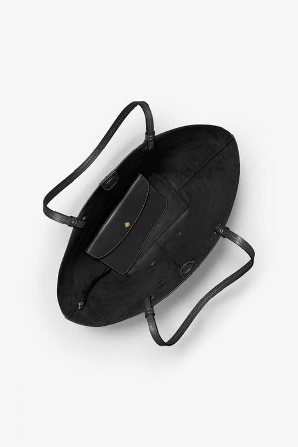 Michael Kors Izzy Medium Logo Embellished Pebbled Leather Tote Bag Black