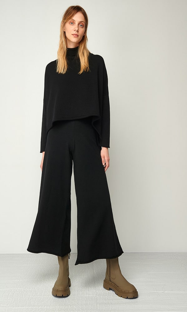 Trousers BLACK&BLACK KNITTED CROP PANTS