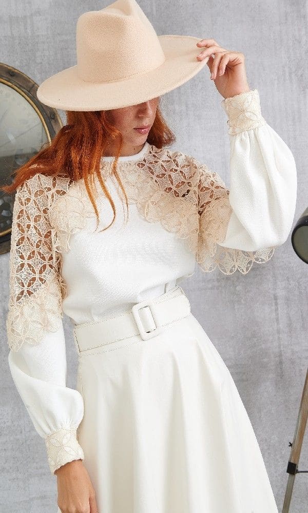 Clothing LACE WHITE SWEATER