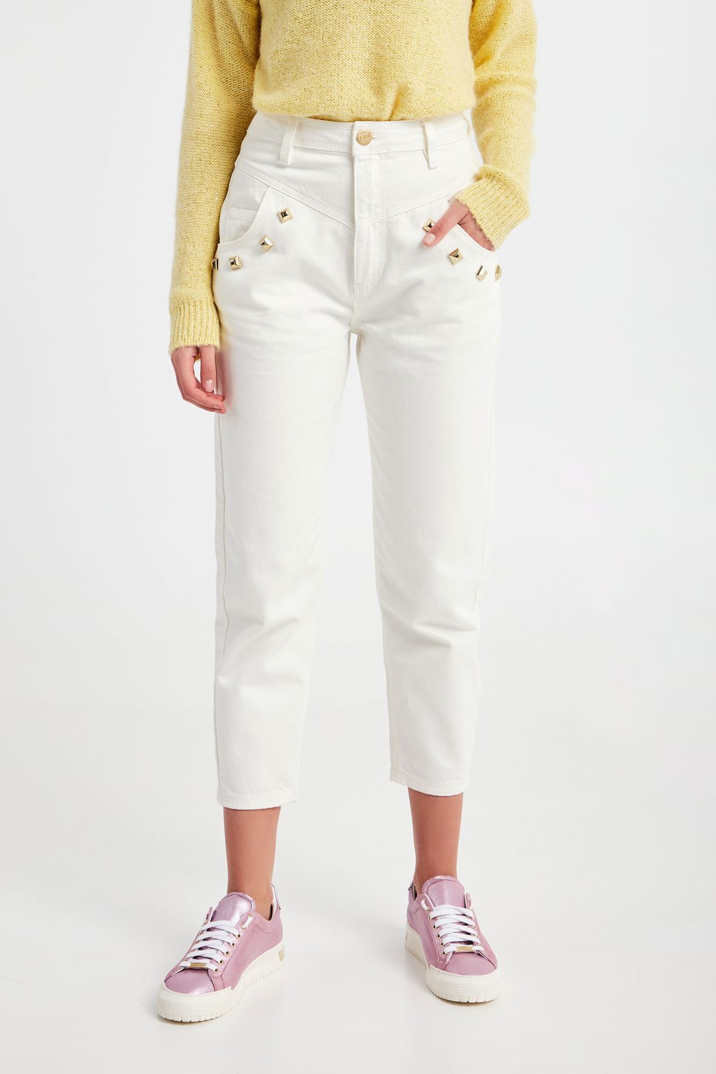 Clothing Twinset white jeans with studs