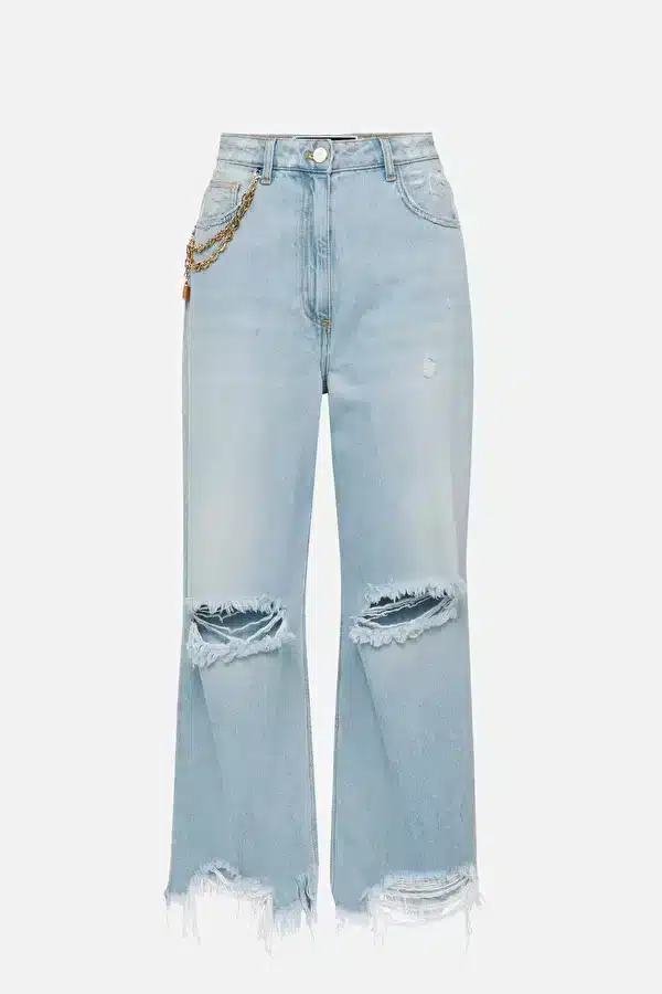 Jeans ELISABETTA FRANCHI CROPPED JEANS WITH RIPPED DETAILS