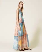 Twinset Long Dress With Patchwork Bandanna Print