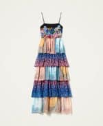 Twinset Long Printed Dress With Flounces