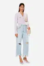 Elisabetta Franchi Cropped Jeans With Ripped Details