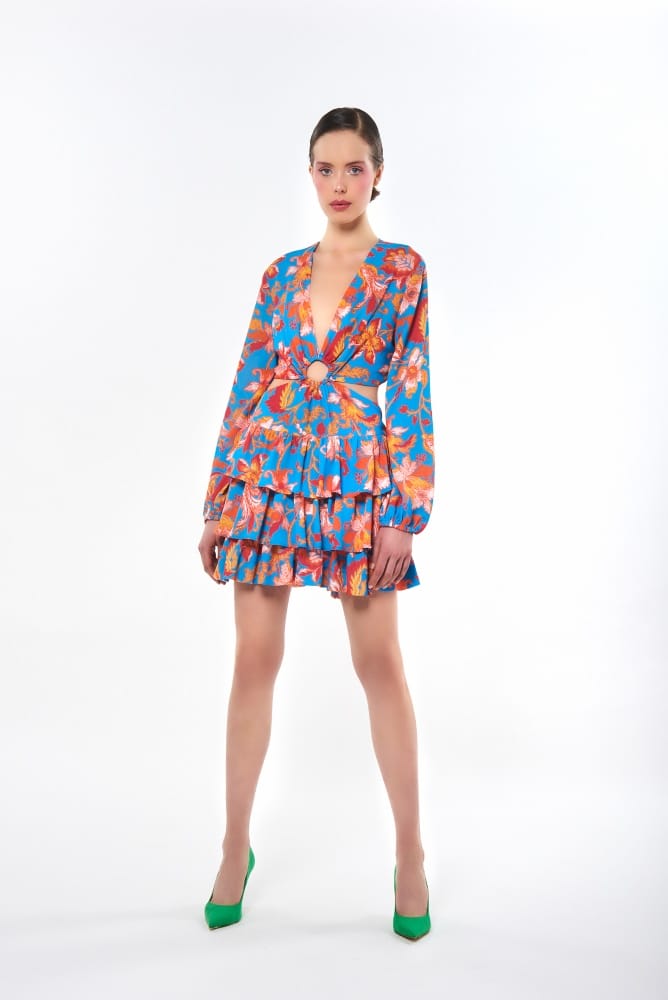 Spring summer 2022 C. MANOLO CUT OUT RUFFLE DRESS