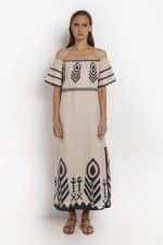 Greek Archaic Kori Off Shoulder Caftan Dress