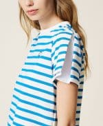 Twinset Striped T Shirt With Poplin Insert