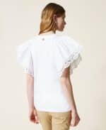 Twinset Regular T Shirt With Lace Sleeves