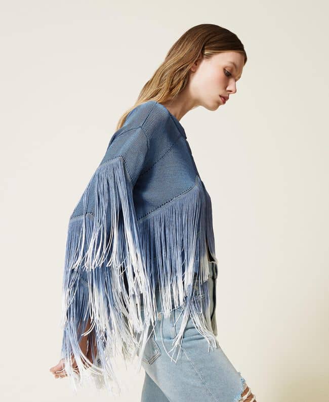 Spring summer 2022 TWINSET CARDIGAN WITH FADEOUT FRINGES