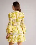 Clothing TED BAKER YELLOW LINEN MINI DRESS