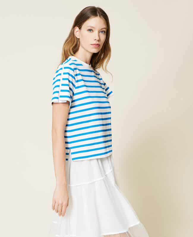 Clothing TWINSET STRIPED T-SHIRT WITH POPLIN INSERT