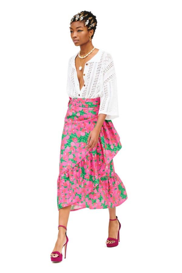 Spring summer 2022 WE ARE BOUGAINVILLEA WRAPPED MIDI SKIRT