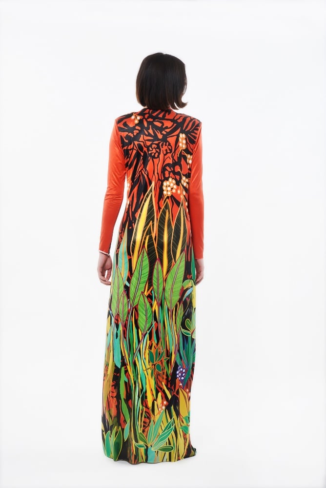 Evening C. MANOLO PRINTED DRESS WITH SHOULDERPADS
