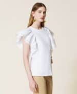 Twinset Regular T Shirt With Lace Sleeves