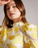 Clothing TED BAKER YELLOW LINEN MINI DRESS