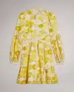 Clothing TED BAKER YELLOW LINEN MINI DRESS