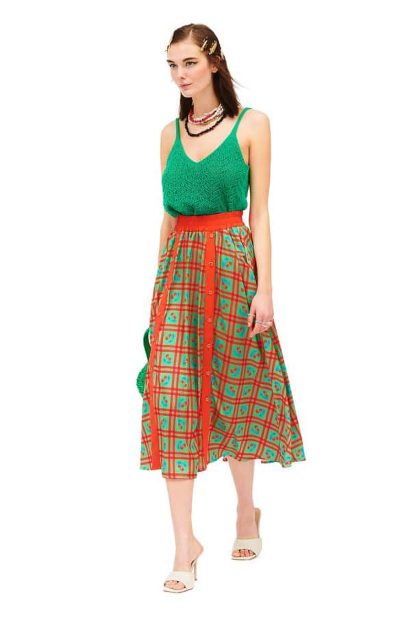 Spring summer 2022 WE ARE MIDI SKIRT WITH ELASTICATED WAIST