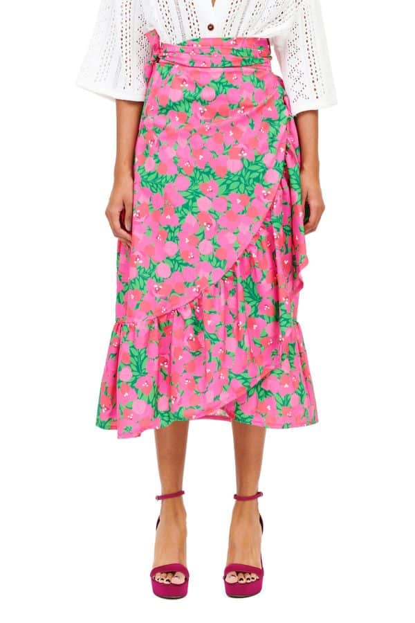 Spring summer 2022 WE ARE BOUGAINVILLEA WRAPPED MIDI SKIRT