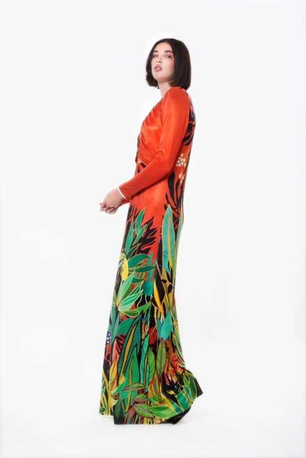 Spring summer 2022 C. MANOLO PRINTED DRESS WITH SHOULDERPADS