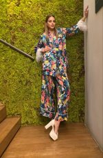 C. Manolo Tropical Pajama Set With Feathers