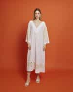 Nema Linen Dress With Knitted Sleeves