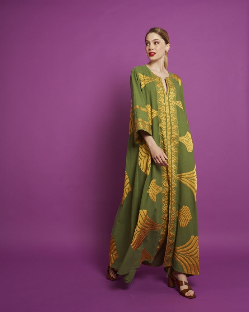 Nema Caftan Dress With Embroidery