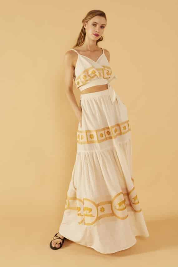 Spring summer 2022 NEMA LINEN WITH GOLD EMBROIDERY CO-ORD