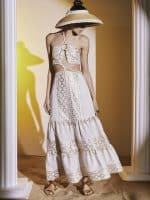Lace Cut Out With Golden Ring Dress
