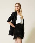 Clothing TWINSET SATIN MINI SKIRT WITH FEATHERS