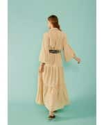 Clothing NEMA LINEN MAXI DRESS WITH EMBROIDERED TIE BELT