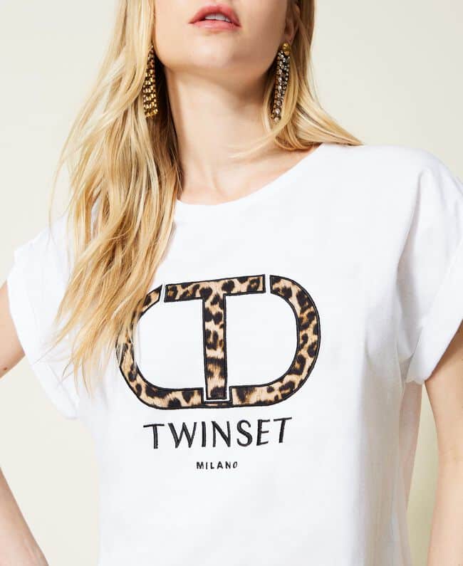 Twinset With Animal Print Logo T Shirt