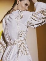 Lace Longsleeved With Golden Embroidery Mini Dress