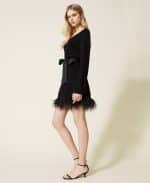 Clothing TWINSET SHORT KNIT DRESS WITH FEATHERS