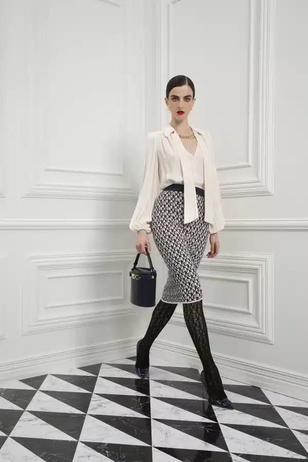 New collection ELISABETTA FRANCHI PENCIL SKIRT WITH DIAMOND PATTERN