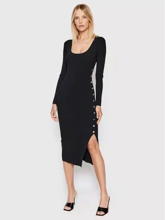 New collection MICHAEL KORS BLACK WITH BUTTONS MIDI DRESS