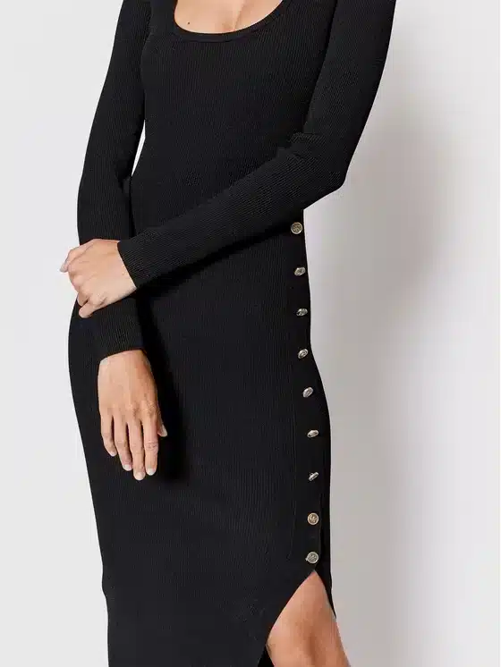 Clothing MICHAEL KORS BLACK WITH BUTTONS MIDI DRESS