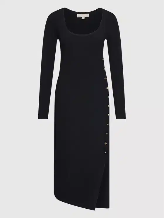 Clothing MICHAEL KORS BLACK WITH BUTTONS MIDI DRESS