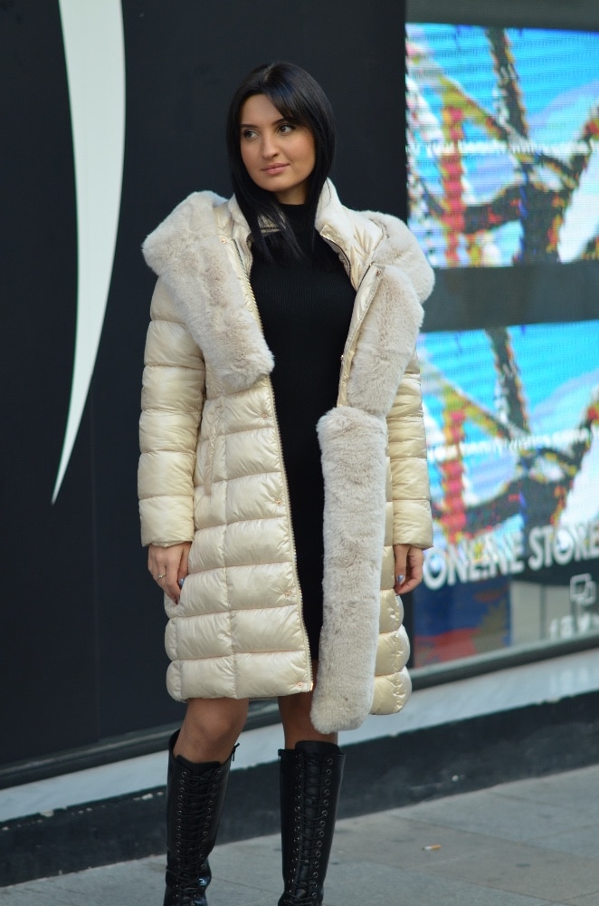 Clothing MIDI PUFFER WITH FUR