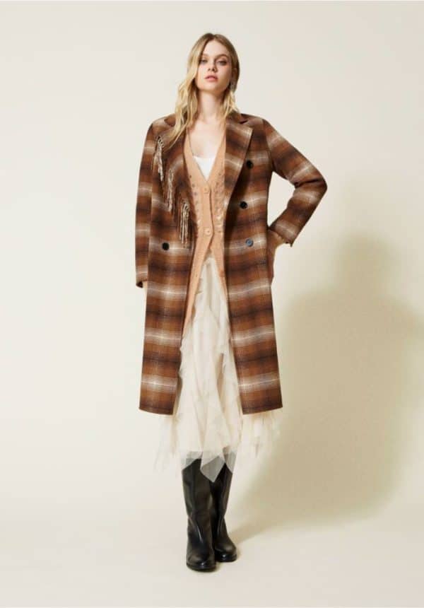 Clothing TWINSET CHECHERED WOOL COAT