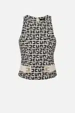 Elisabetta Franchi Double Layer CrÊpe Top Printed With Maze Pattern